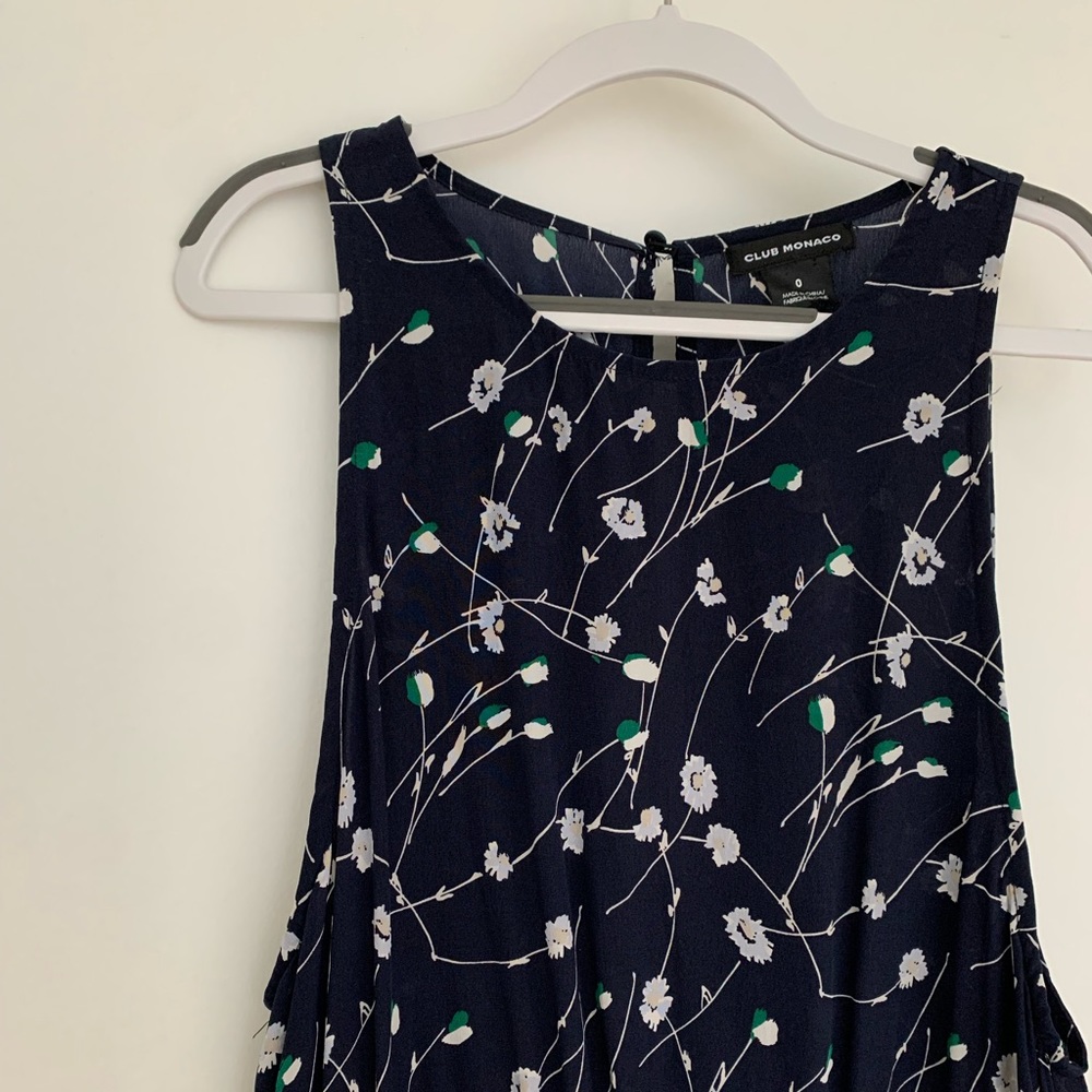 Club Monaco Navy & White Floral Silk Midi Maxi Dress